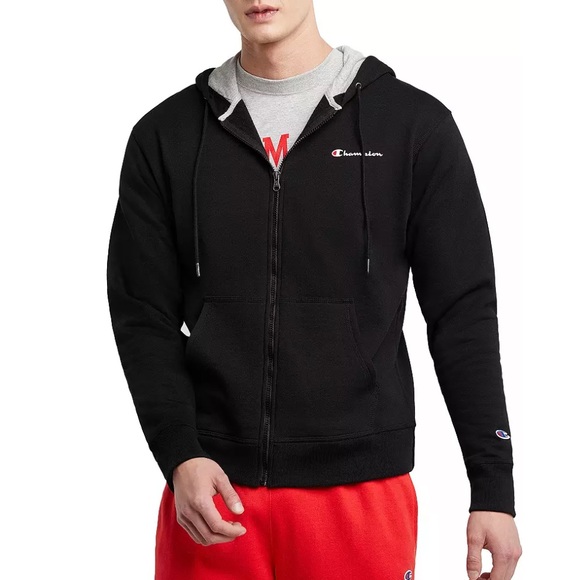 Champion Other - Champion Black Full Zip Hooded Powerblend Fleece Hoodie Jacket Men’s Size Medium